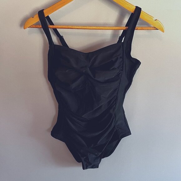 Ekouner Black One Piece Swimsuit Rushing Size M NWT - Picture 1 of 7